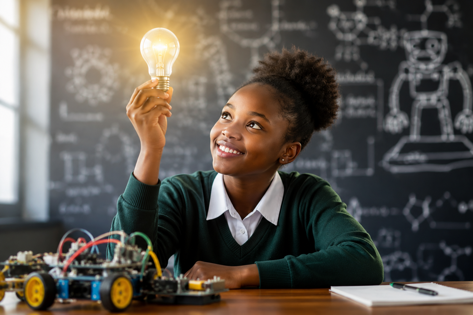 Learner taking part in a coding and robotics education session