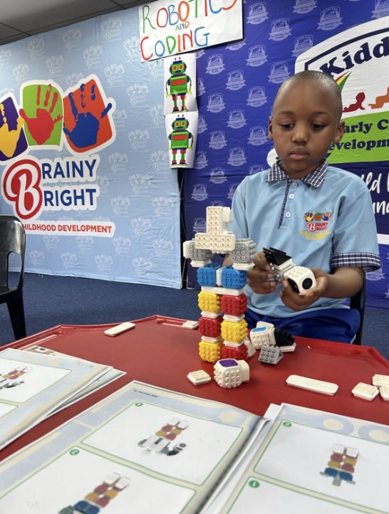 A high school learner presenting a completed project.